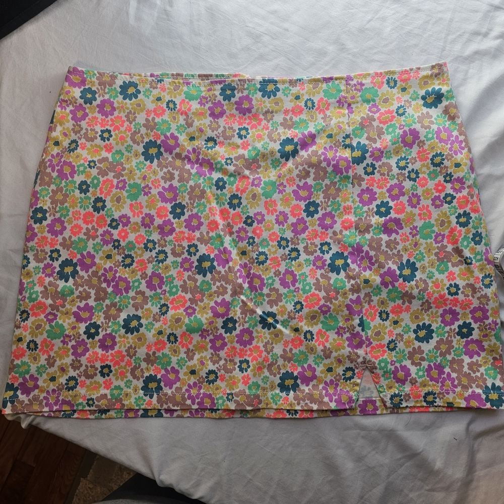 wild fable Floral Mini Skirt in Teal, Pink, Yellow, Purple Size 18